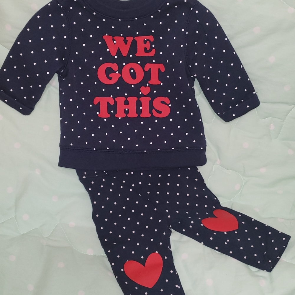3-6m baby girl matching sweat suit